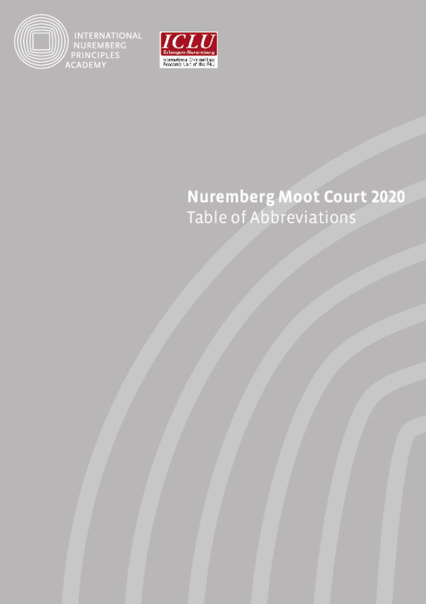 Table of Abbreviations Nuremberg Moot Court 2020